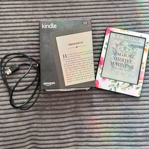 Amazon Kindle with Colorful Floral Cover